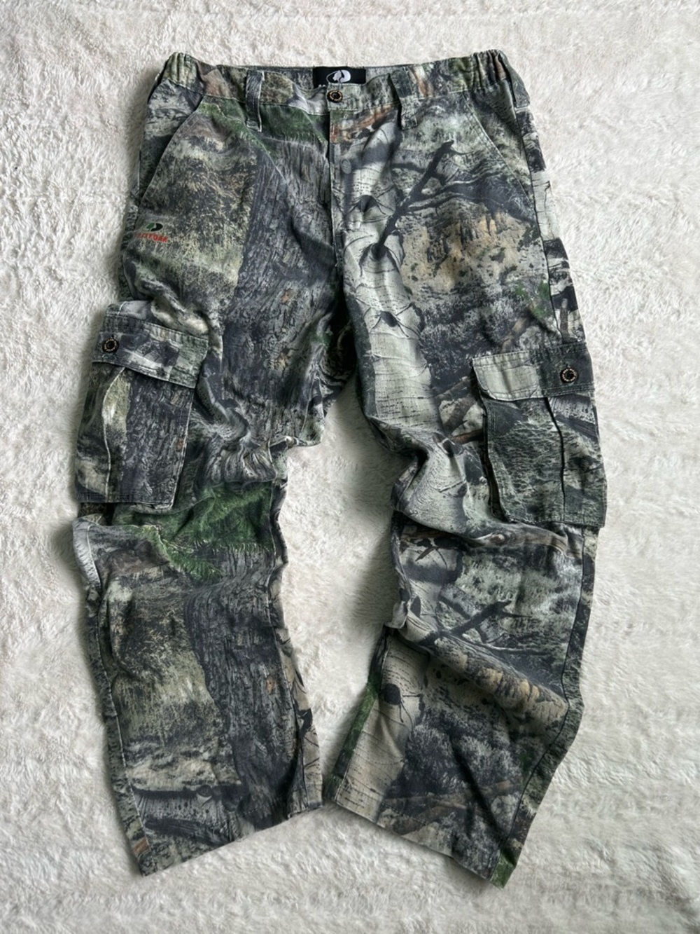 Y2K Mossy Oak Pants Mens Size Large 36-38 Camo Cargo Hunting Outdoor